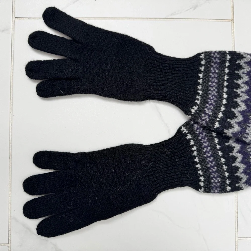 Lauren Ralph Lauren Black and Purple Knit Gloves